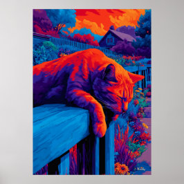 Poster Arte de Parede de Gato de Jardim Expressionista Co