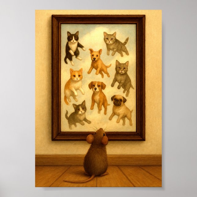 Poster Arte de Parede de Gato e Cachorro Divertidos (Frente)