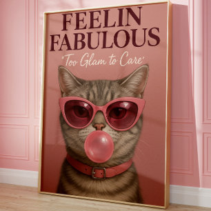 Poster Arte de Parede de Gato Glamourosa Engraçada Gato