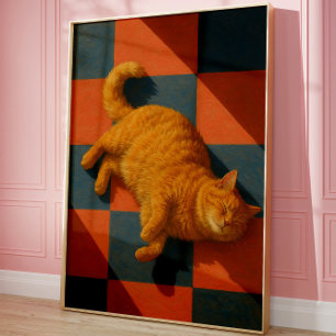 Poster Arte de Parede de Gato Laranja Estética para Anima