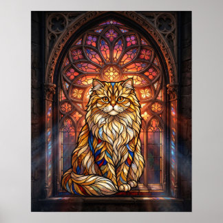 Poster Arte de Parede de Gato Persa em Vidro Pintado