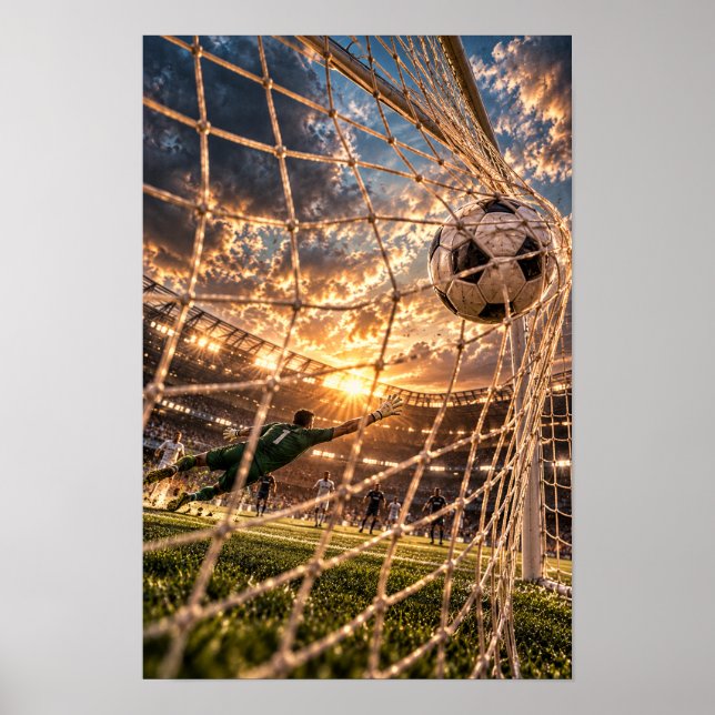 Poster Arte de Parede de Gol de Futebol – Dramático Estád (Frente)