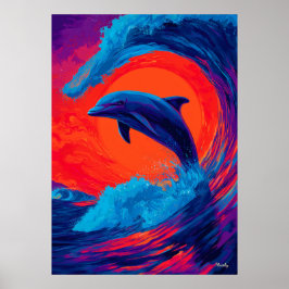 Poster Arte de Parede de Golfinho Ondulante Expressionist
