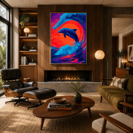 Poster Arte de Parede de Golfinho Ondulante Expressionist