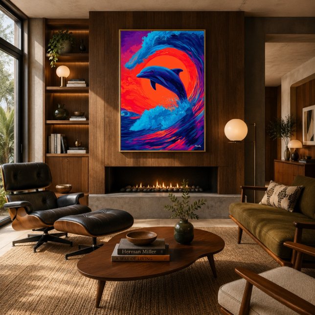 Poster Arte de Parede de Golfinho Ondulante Expressionist (Criador carregado)
