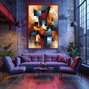 Poster Arte de Parede de Guitarra Abstrata Japonesa Gitaa