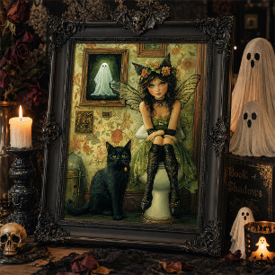 Poster Arte de Parede de Halloween de Fada Vitoriana e Ga