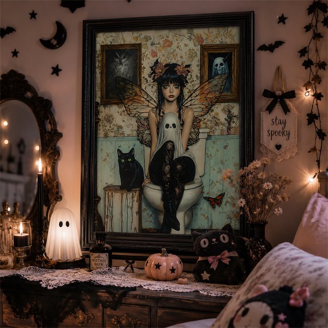 Poster Arte de Parede de Halloween Fada Gótica Fantasma (Criador carregado)