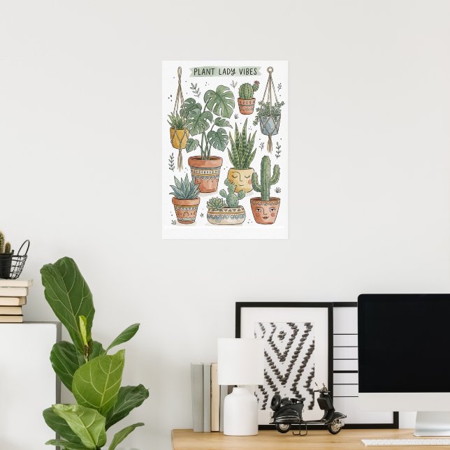 Poster Arte de parede de Ilustração Botânica, Presente pa (Escritório em casa)