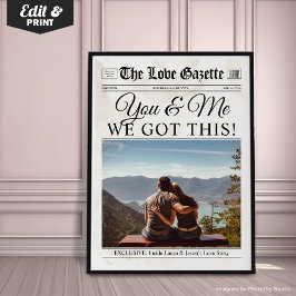 Poster Arte de parede de jornal personalizado Você & Eu C