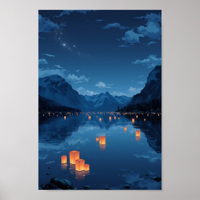 Poster Arte de Parede de Lago de Lanterna Flutuante de An (Frente)