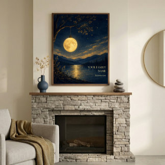 Poster Arte de Parede de Lanterna Lunar Personalizada