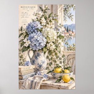 Poster Arte de Parede de Limão Hortênsia Azul País Francê