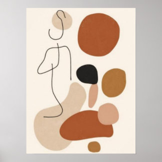 Poster Arte de Parede de Linha Abstrata Minimalista | Org