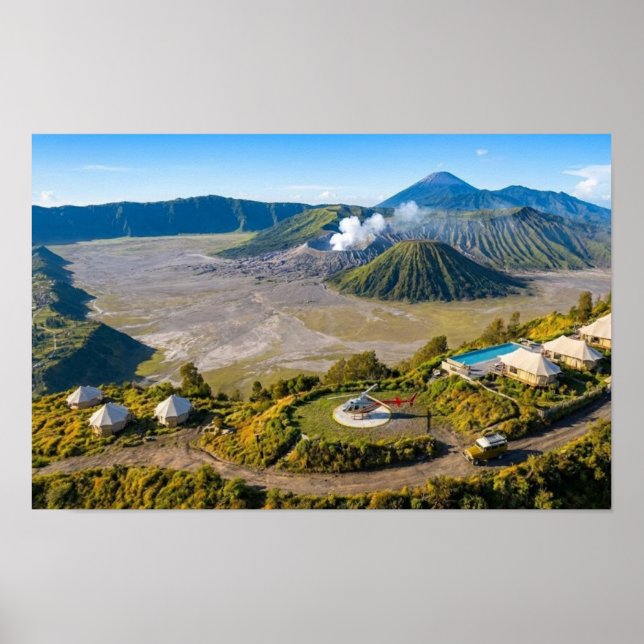 Poster Arte de Parede de Luxo do Vulcão Aéreo Monte Bromo (Frente)