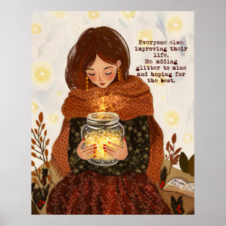 Poster Arte de Parede de Menina Aconchegante Motivacional