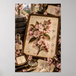 Poster Arte de Parede de Mesa de Herbário de Cerejeira Vi
