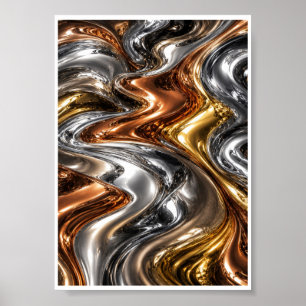 Poster Arte de Parede de Metal Líquido Luxuoso