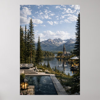 Poster Arte de parede de montanhas para sala de estar