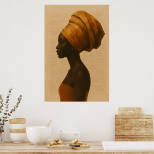 Poster Arte de Parede de Mulher Africana Tradicional no E