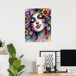 Poster Arte de Parede de Mulher Caprichosa Sussurrante