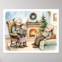 Arte de Parede de Natal Aconchegante para Avós Con