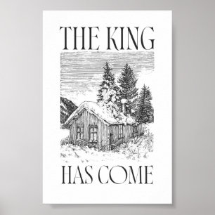 Poster Arte de Parede de Natal Cabana O Rei Veio