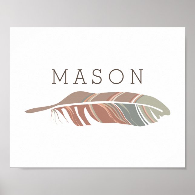 Pôster Arte de Parede de Nome Personalizado em Pena Rústi (Frente)