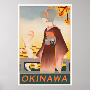 Poster Arte de Parede de Okinawa Vinage Cartaz de Viagem 