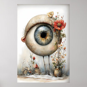 Poster Arte de Parede de Olho Surreal, Ilustração de Olho