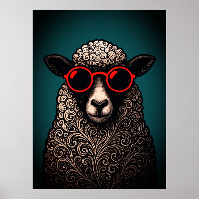 Poster Arte de Parede de Ovelhas Legais (Frente)