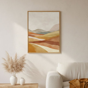 Poster Arte de Parede de Paisagem Abstrata de Terracota