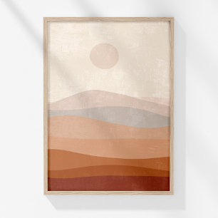 Poster Arte de Parede de Paisagem Abstrata Neutra em Terr