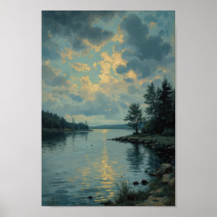 Poster Arte de parede de paisagem de lago mal-humorado an