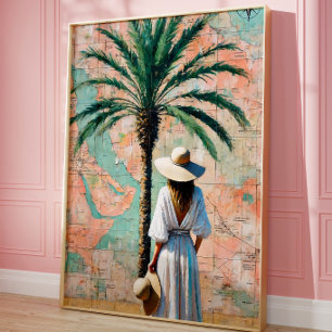 Poster Arte de Parede de Palma Costeira Mediterrâneo