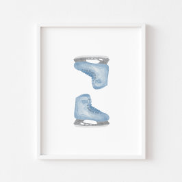 Poster Arte de parede de patins de hóquei no gelo azul