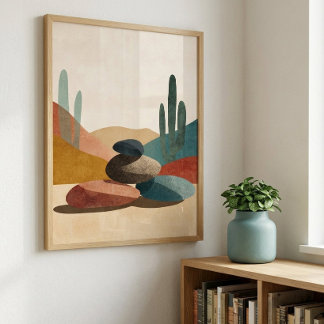 Poster Arte de Parede de Pedra de Cacto do Deserto para D