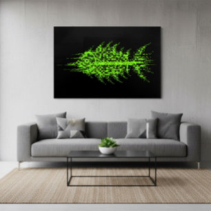 Poster Arte de Parede de Peixe com Código de Pixel com Fa