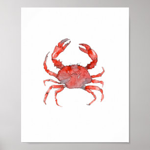 Poster Arte de parede de pintura de caranguejo vermelho a