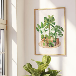 Poster Arte de Parede de Plantas de Casa em Aquarela
