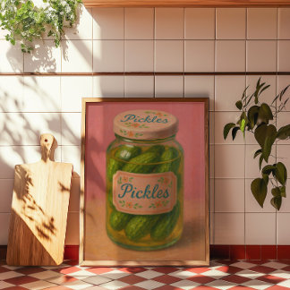 Poster Arte de Parede de Pote de Picles Vintage | Decoraç