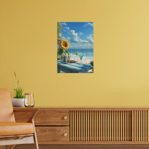 Poster Arte de Parede de Praia do Girassol Tropical   Imp