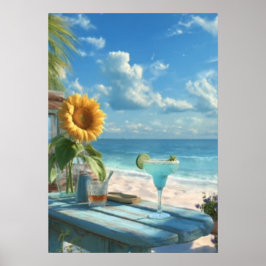 Poster Arte de Parede de Praia do Girassol Tropical | Imp