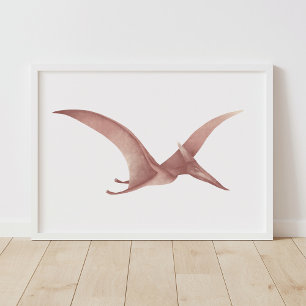 Poster Arte de Parede de Pterodáctilo Dinossauro Vermelho