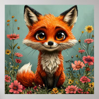 Arte de Parede de Raposa de Desenho Animado Fofo p