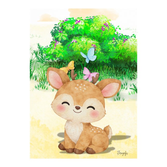Poster Arte de parede de rena bebê Cartaz imprimível (Baby Reindeer Wall art Printable poster)