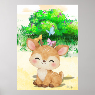 Poster Arte de parede de rena bebê Cartaz para imprimir