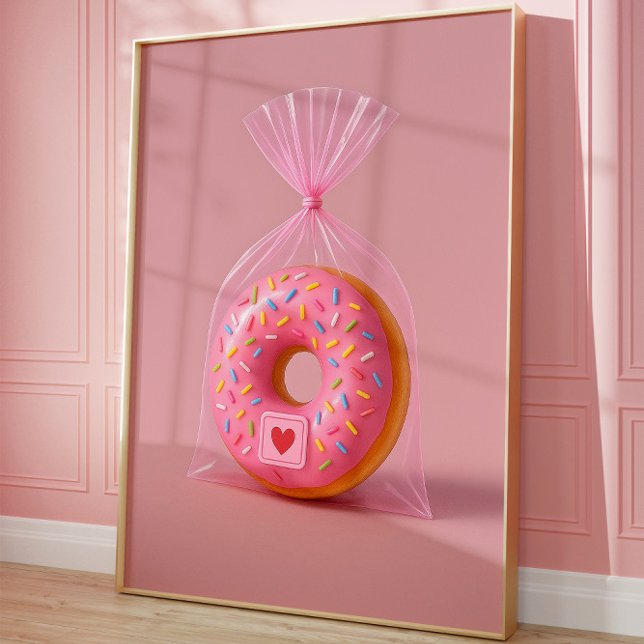 Poster Arte de parede de Rosquinha, Cozinha Estética Rosa (Donuts Lover)