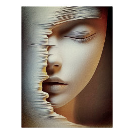 Pôster Arte de Parede de Rosto Feminino Abstrato – Textur