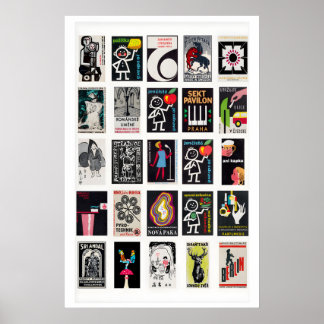Poster Arte de parede de rótulos de caixa de fósforos ret